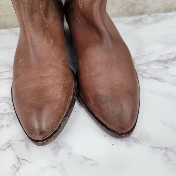Frye Brown Leather Cowgirl Cowboy Western Boho Women's Riding Boots - Picture 5 of 15